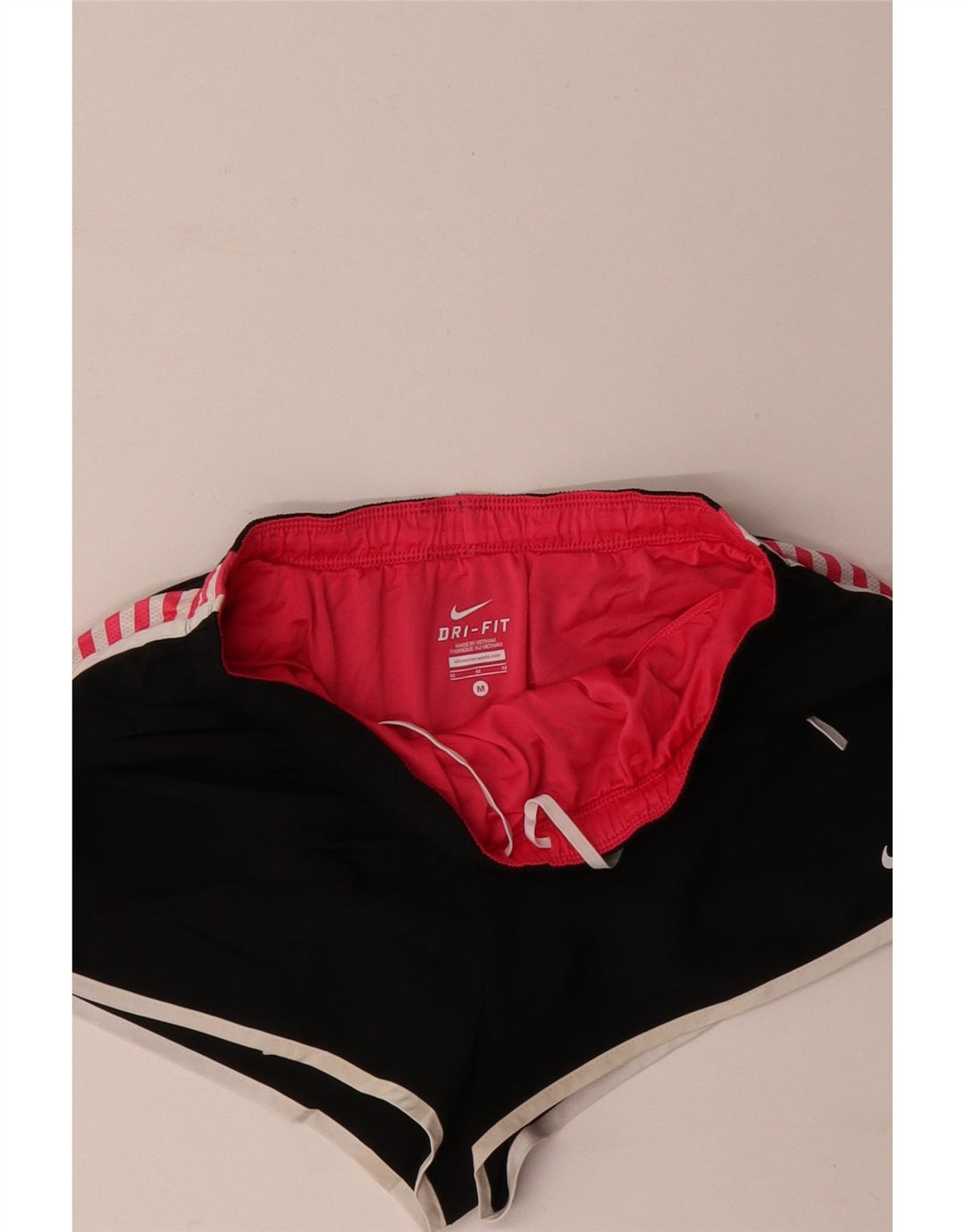 NIKE ženske kratke sportske hlače Dri Fit UK 12 srednje crne pruge od poliestera