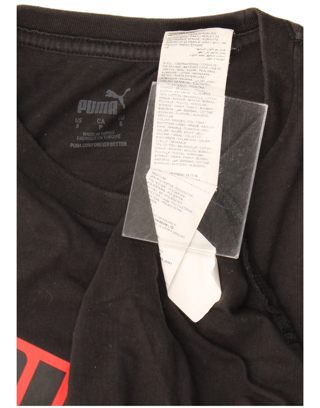 PUMA Mens Graphic T-Shirt Top Small Black Cotton