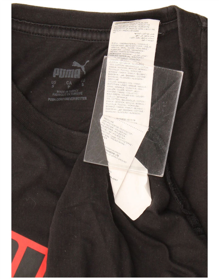 PUMA Mens Graphic T-Shirt Top Small Black Cotton