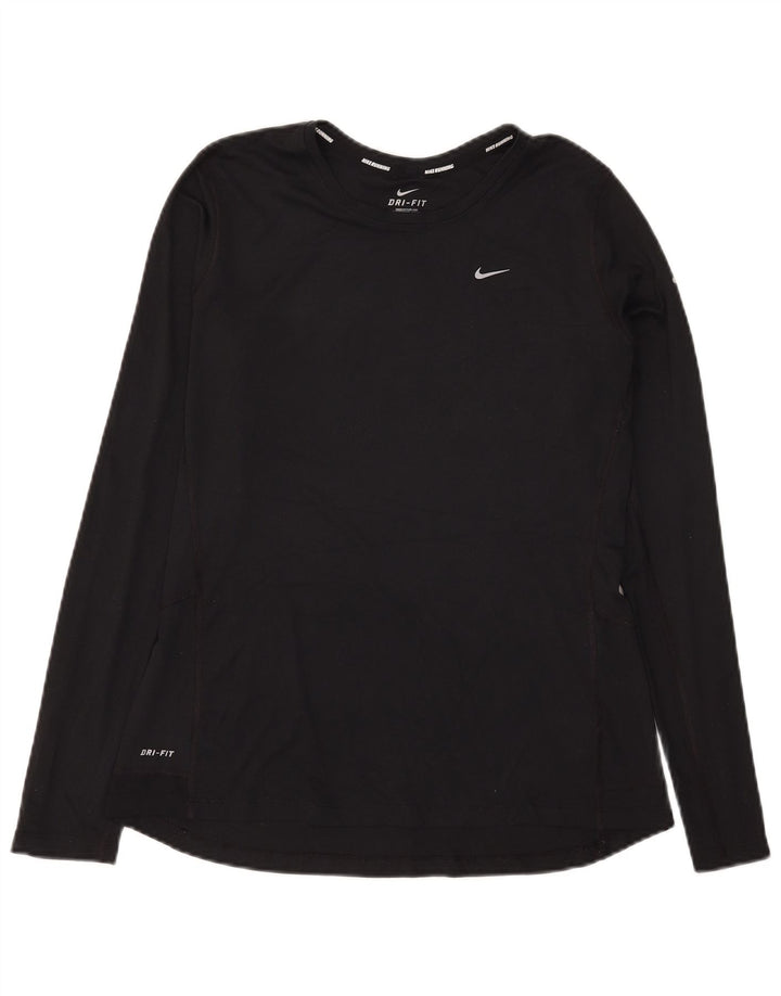 Nike Ženska Dri Fit Top majica dugih rukava UK 16 Veliki crni poliester