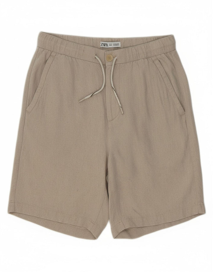 ZARA Womens Chino Shorts Medium W31 Beige Linen Vintage Zara and Second-Hand Zara from Messina Hembry 