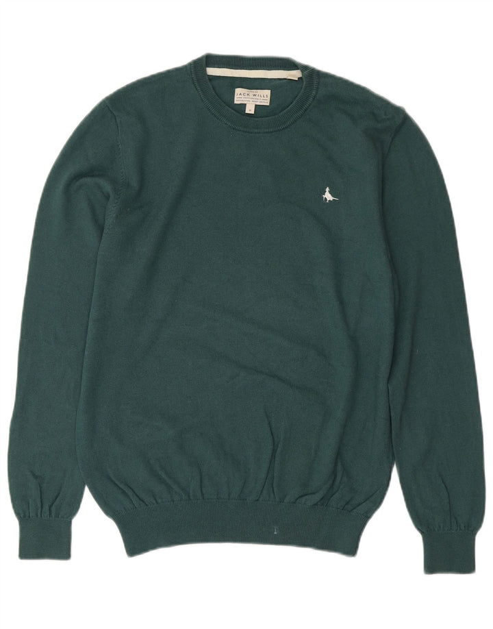 JACK WILLS Muški džemper s okruglim izrezom Srednje zeleni pamuk