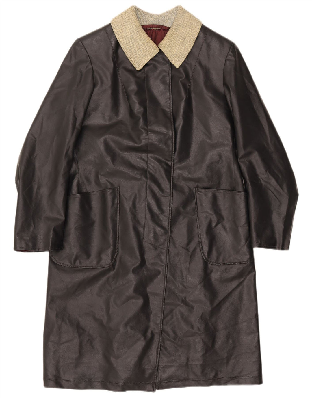 VINTAGE ženski kožni kaput UK 12 srednje crne boje