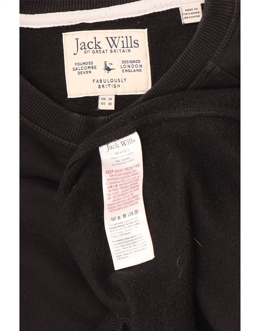 JACK WILLS Ženska majica s kratkim rukavima širokog kroja UK 14 Veliki crni pamuk