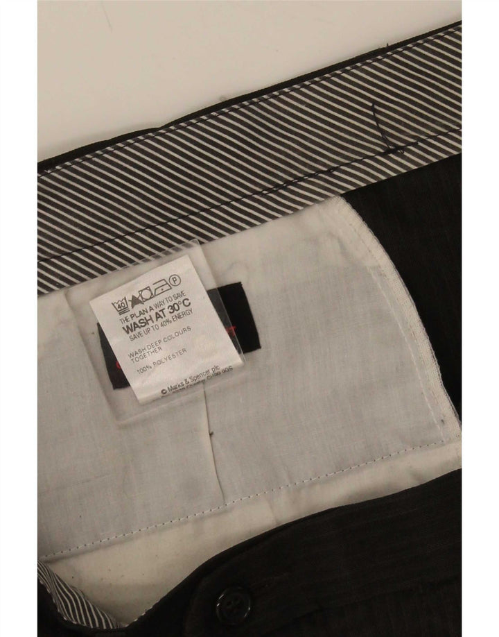 Marks & Spencer muške hlače s štipaljkama W36 L29 poliester na smeđe pruge