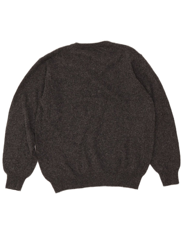 ZARA Mens V-Neck Jumper Sweater Medium Grey Wool