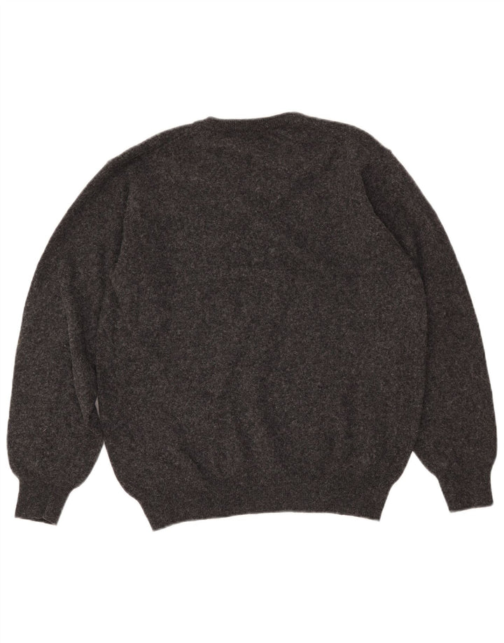 ZARA muški džemper s V-izrezom srednje sive vune