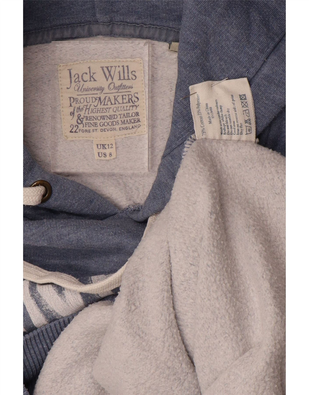 JACK WILLS Ženska majica s kapuljačom UK 12 Srednje tamnoplava