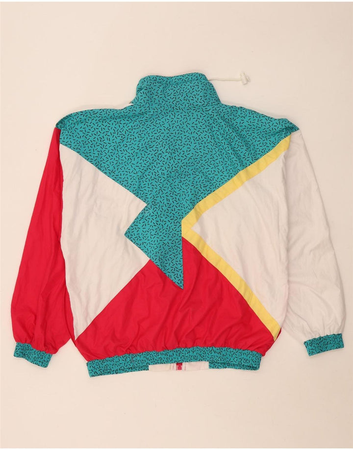 Vintage muška jakna vjetrovka UK 38 Srednje bijeli poliester u boji