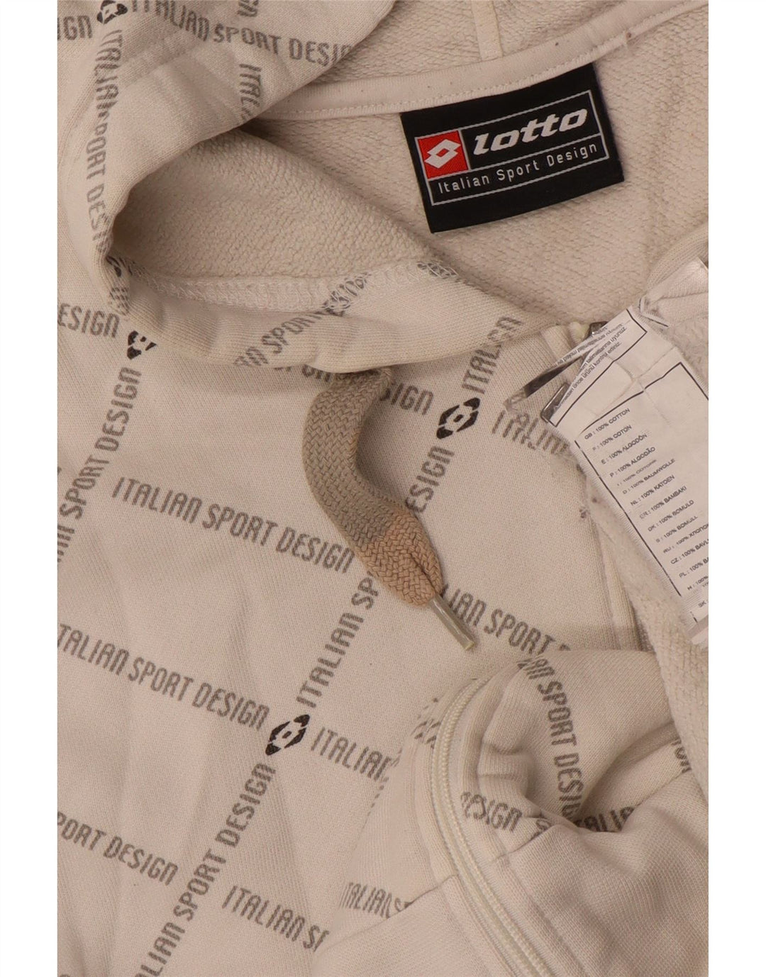 LOTTO muška pulover s kapuljačom s patentnim zatvaračem srednje bijelog pamuka