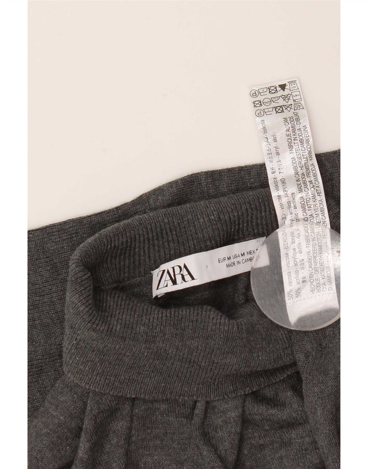 Zara muški pulover s rol izrezom srednje sive boje od viskoze