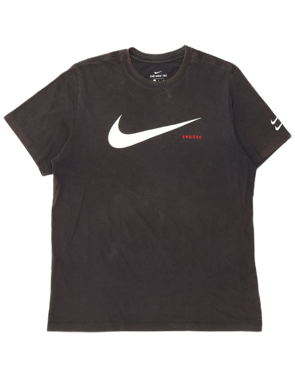 Nike Mens Swoosh Graphic T-Shirt Top Large Black Cotton