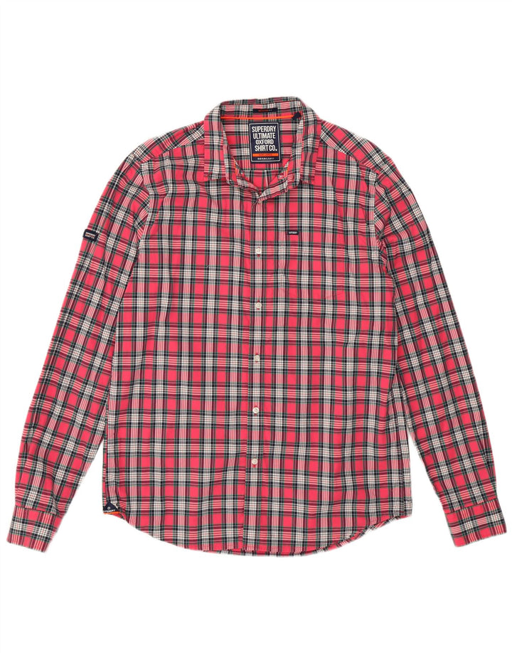SUPERDRY muška flanelska košulja standardnog kroja, veliki ružičasti karirani pamuk