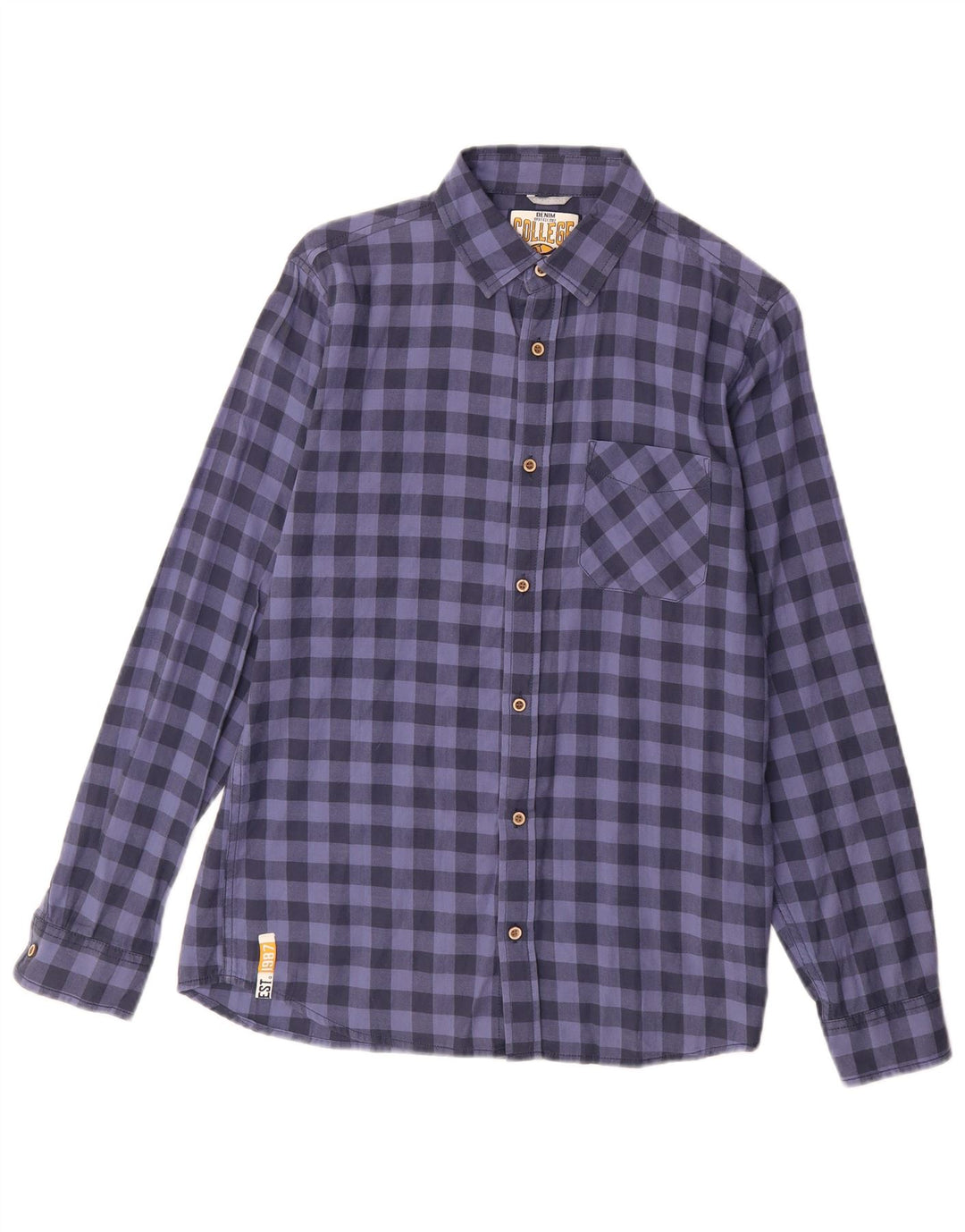 VINTAGE Boys Shirt 15-16 Years Blue Check Cotton