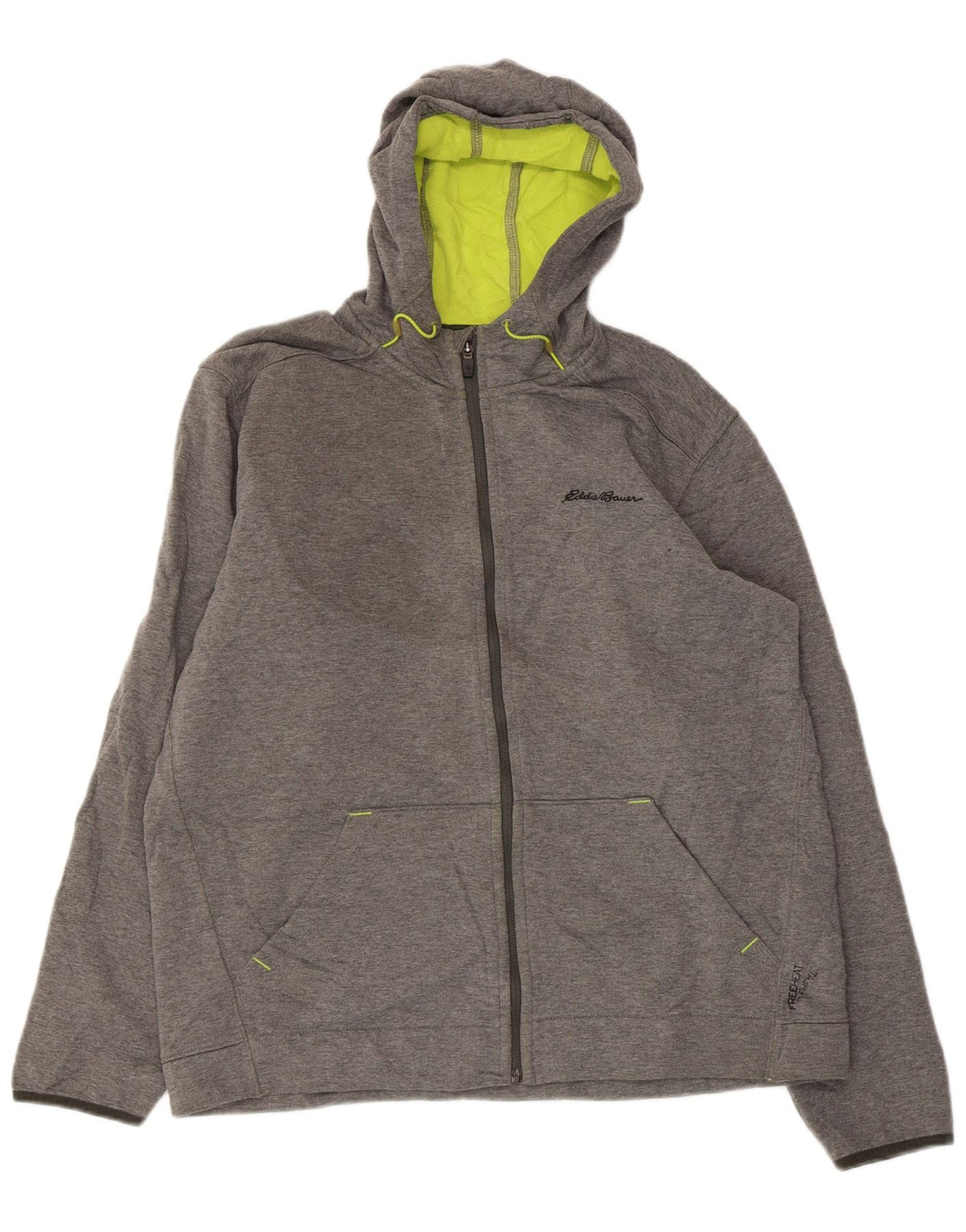 EDDIE BAUER Muški pulover s kapuljačom na patentni zatvarač veliki sivi poliester