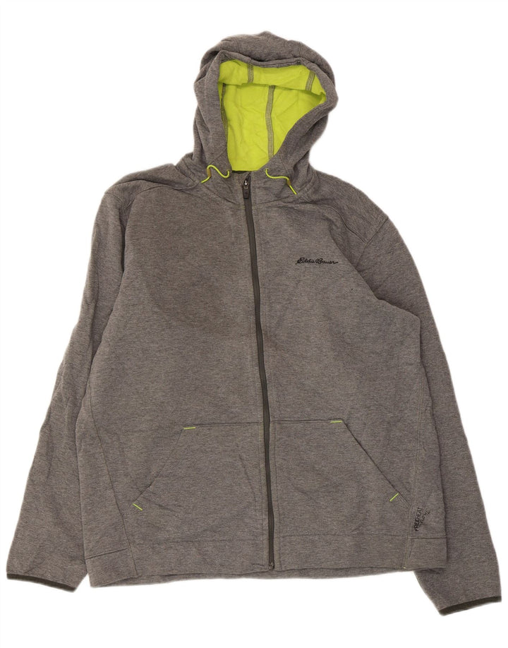 EDDIE BAUER Muški pulover s kapuljačom na patentni zatvarač veliki sivi poliester