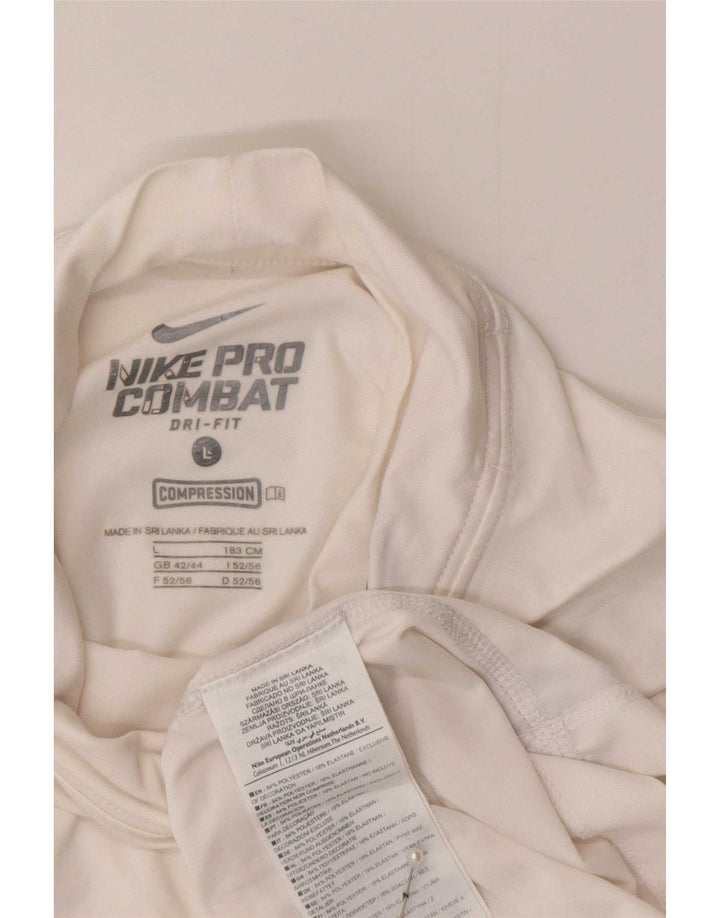 Nike Muška kompresijska majica dugih rukava UK 42/44 Velika bijela poliesterska sportska obuća