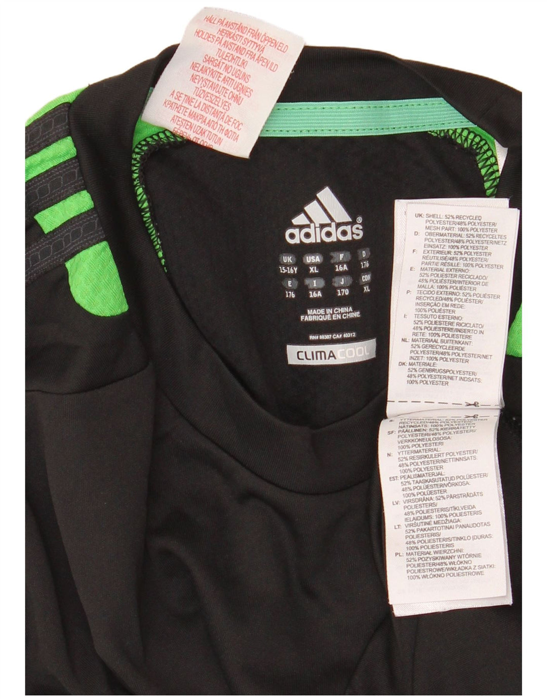 Adidas Climacool majica kratkih rukava za dječake 15-16 godina, crna boja, poliester