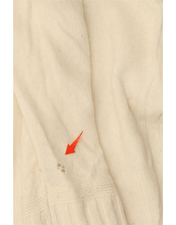 Tommy Hilfiger, veliki muški džemper s izrezom i patentnim zatvaračem od bijele vune