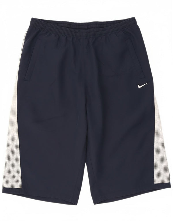 Nike Boys Sport Shorts 13-14 Years XL Navy Blue Colourblock Polyester