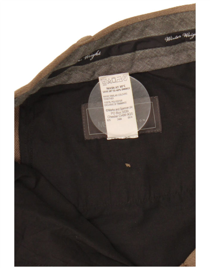 Marks & Spencer muške chino hlače standardnog kroja W42 L29 smeđi poliester