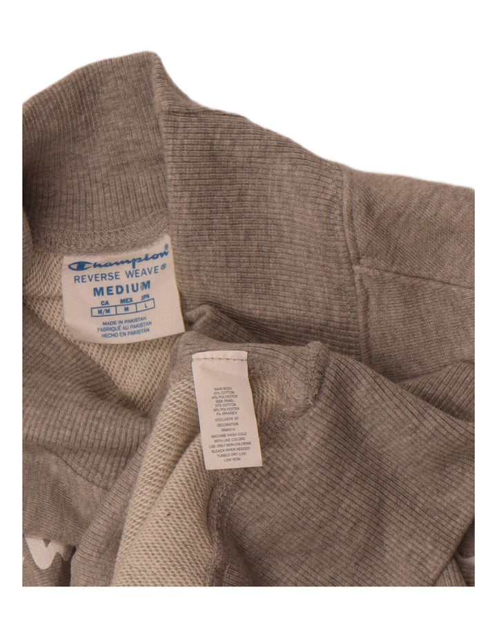 CHAMPION Mens Reverse Weave Graphic Sweatshirt Jumper Medium Grey Cotton