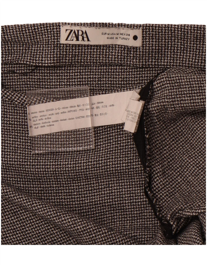 ZARA ženski gornji dio bluze dugih rukava UK 12 Srednje siva houndstooth viskoza