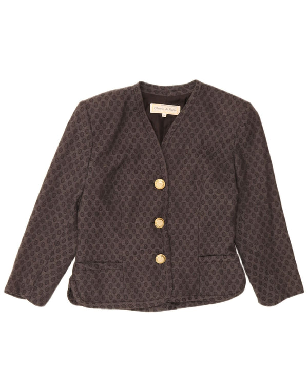 Vintage ženska jakna sa 3/4 rukavima IT 44 srednje siva geometrijska