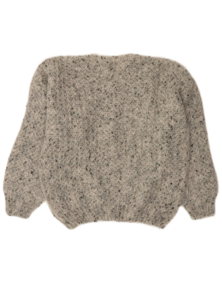 VINTAGE ženski prekomjerni džemper UK 18 XL sivi s pjegama