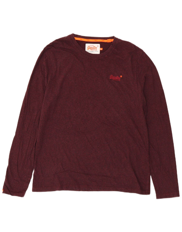 Superdry muška majica dugih rukava 2XL tamnocrveni pamuk