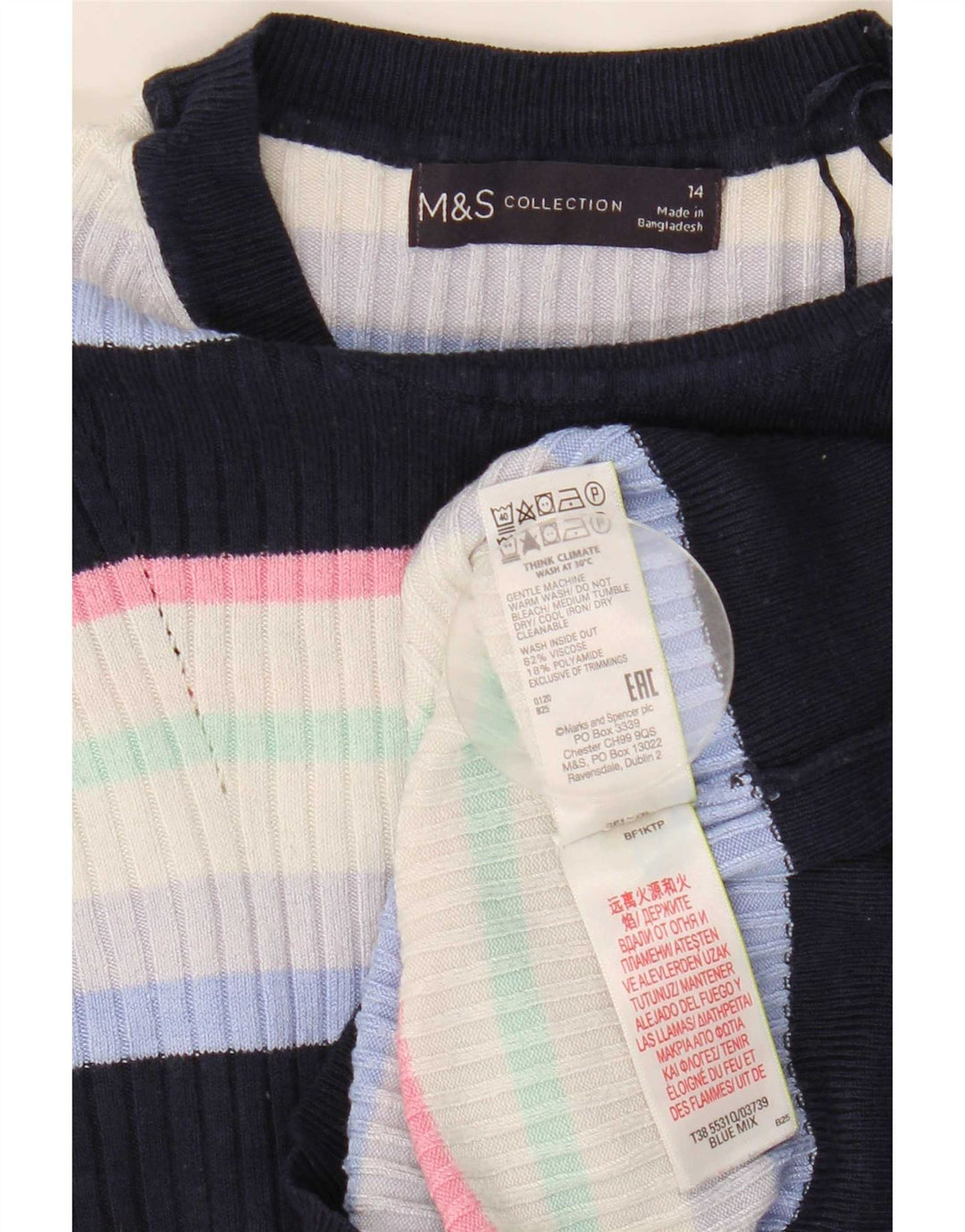 Marks & Spencer ženski džemper s veznim izrezom UK 14 srednje tamnoplava