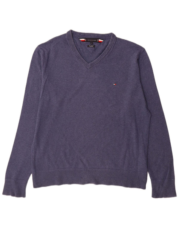 Tommy Hilfiger muški džemper s V-izrezom 2XL tamnoplavi pamuk