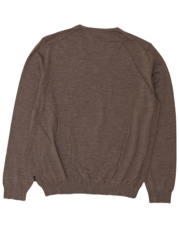 HUGO BOSS Muški uski džemper s V-izrezom 3XL siva vunena