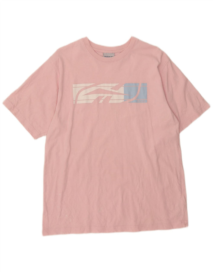 REEBOK Mens Graphic T-Shirt Top Medium Pink Cotton