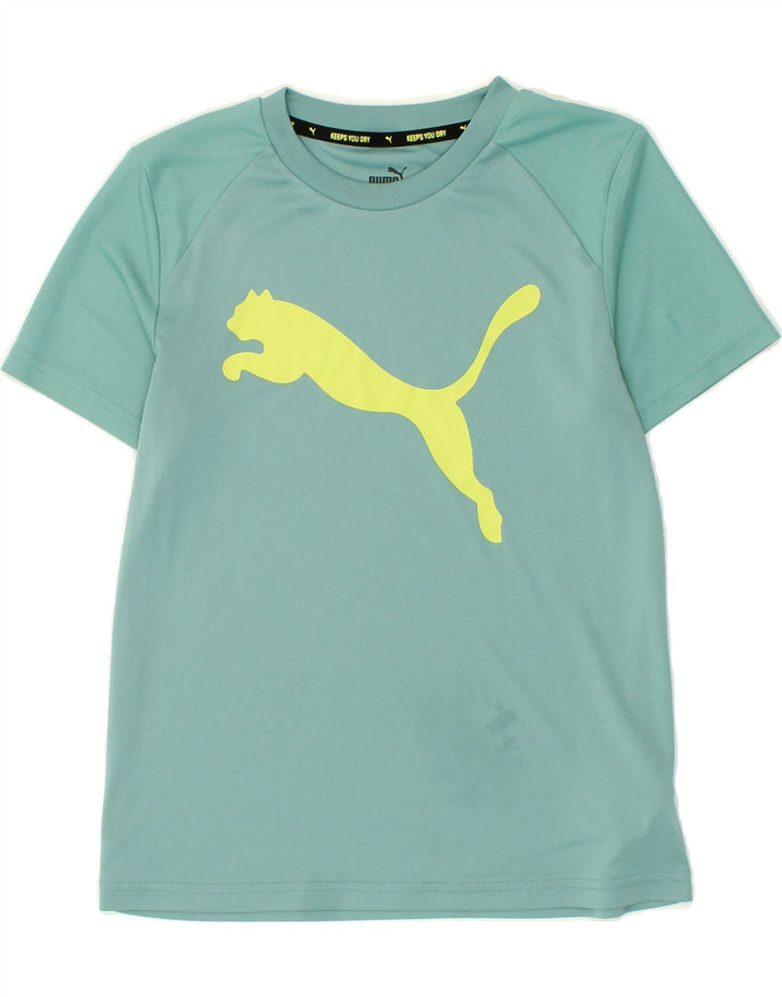 PUMA Boys Graphic T-Shirt Top 11-12 Years Green Polyester | Vintage Puma | Thrift | Second-Hand Puma | Used Clothing | Messina Hembry 