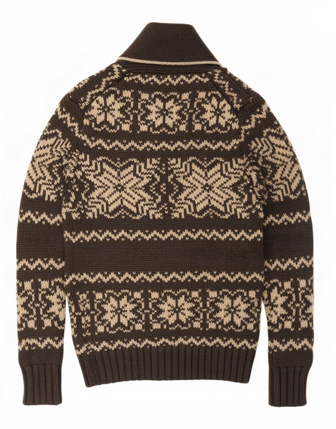 Vintage muški džemper sa šal izrezom Srednje sivi Fair Isle akril