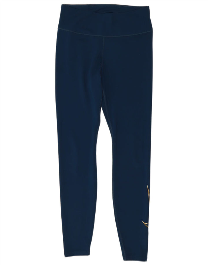 Nike Ženske Dri Fit Graphic Leggings UK 12 srednje plavi poliester