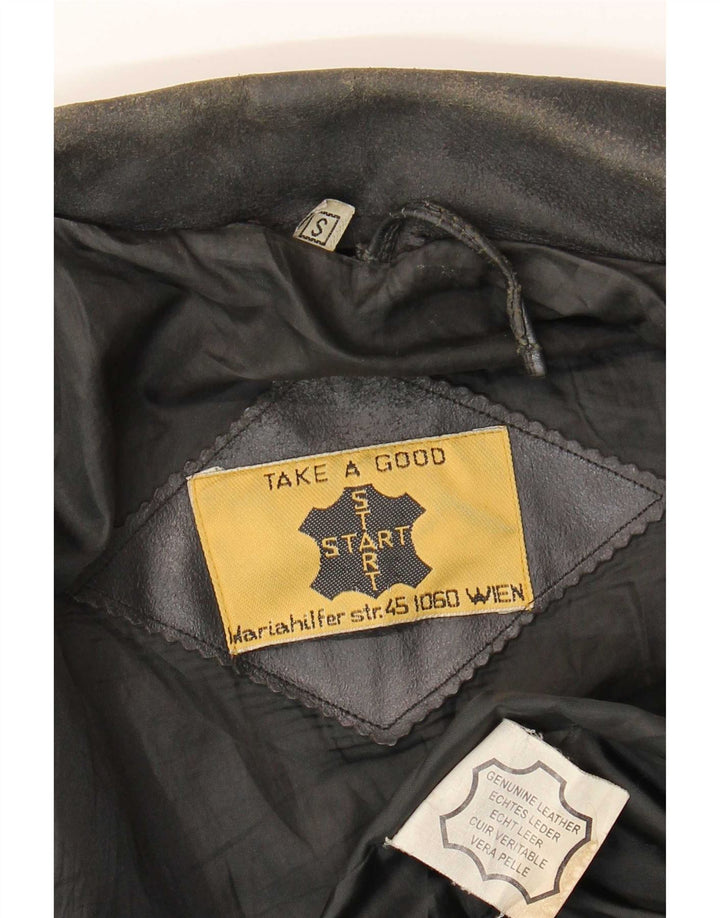 Vintage muška kožna jakna UK 36 Mala crna kožna