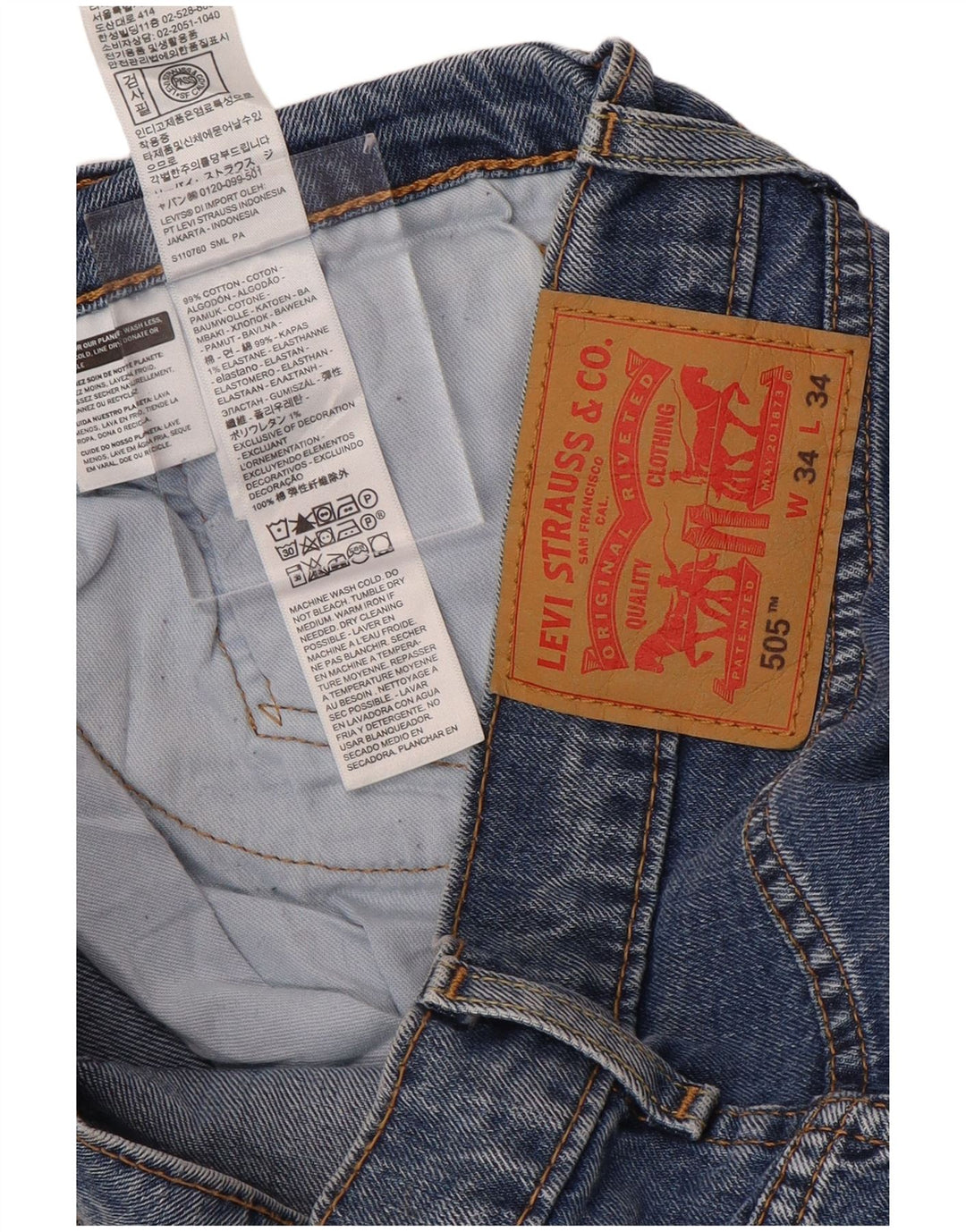 Levi's muške 505 ravne traperice W34 L34 plavi pamuk