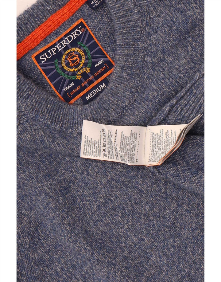 Superdry muški džemper s okruglim izrezom srednje plave pjegave janjeće vune