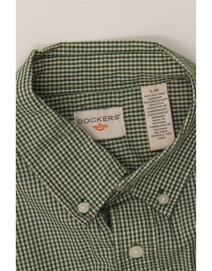 DOCKERS Mens Shirt Large Green Gingham Cotton Vintage Dockers and Second-Hand Dockers from Messina Hembry 