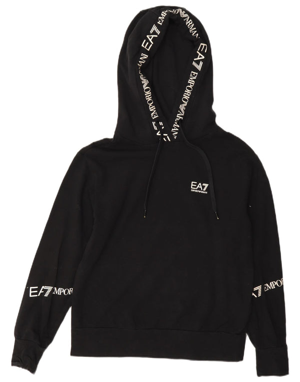 Emporio Armani ženska jakna s kapuljačom s kapuljačom s grafičkim motivima UK 6 XS crni pamuk