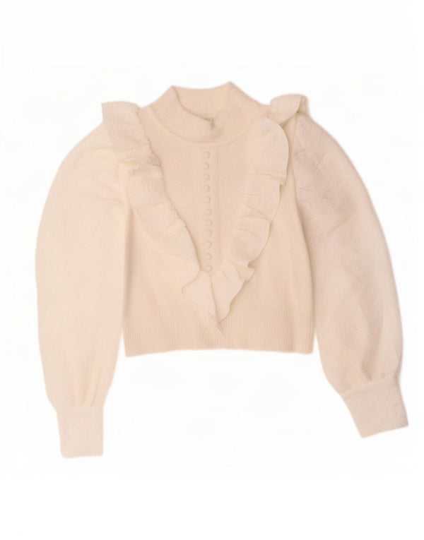 Zara ženski kratki džemper s kornjačičastim ovratnikom UK 10 Small off white akril