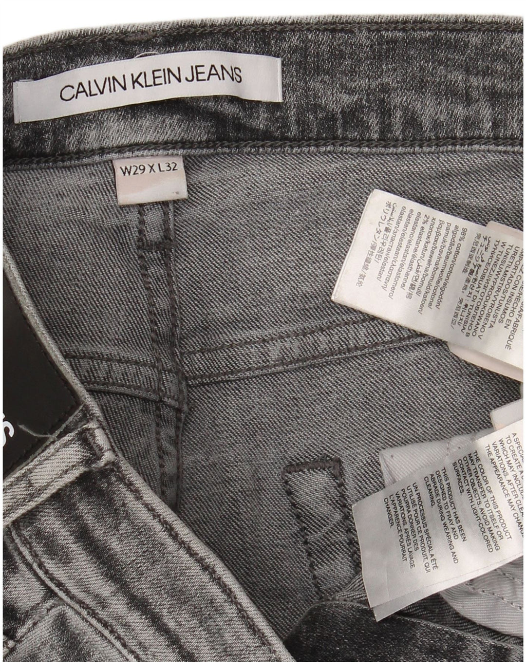 CALVIN KLEIN Ženske otrcane uske traperice W29 L32 Sivi pamuk