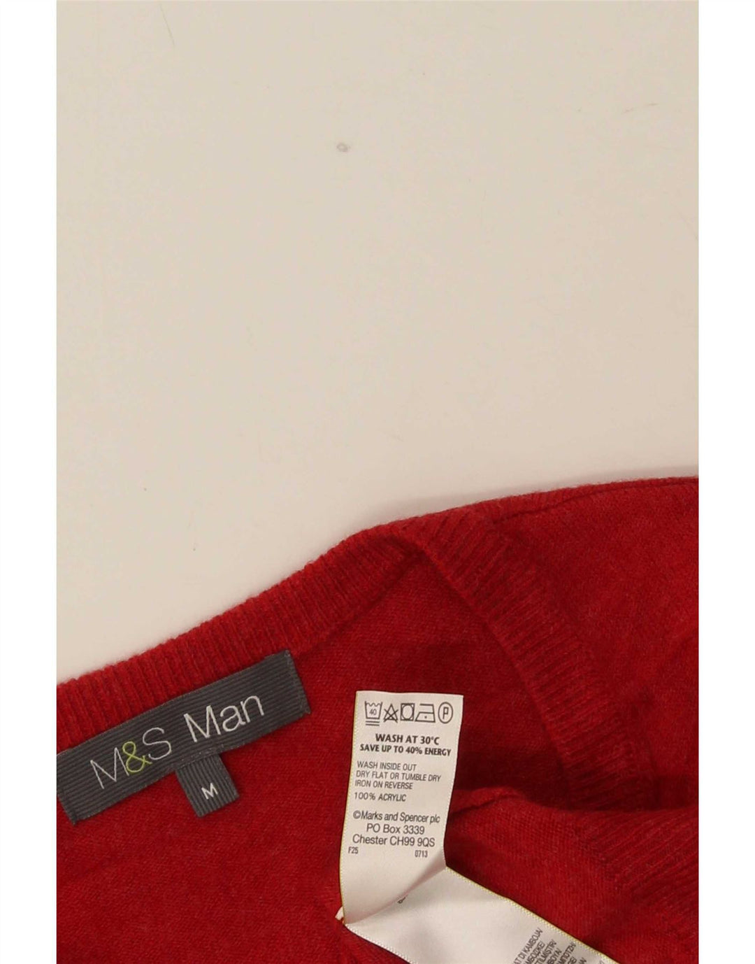 Marks & Spencer muški džemper s V-izrezom srednje crvene akrilne boje