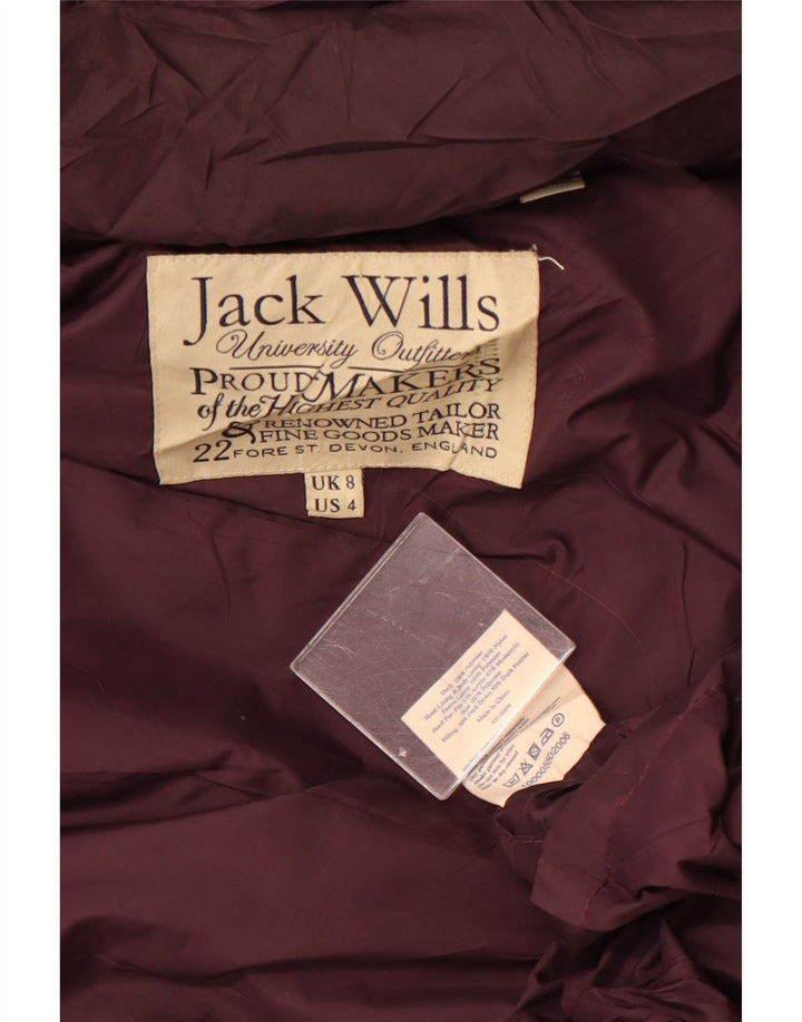 Jack Wills Ženska podstavljena podstavljena jakna UK 8 Mali bordo poliester