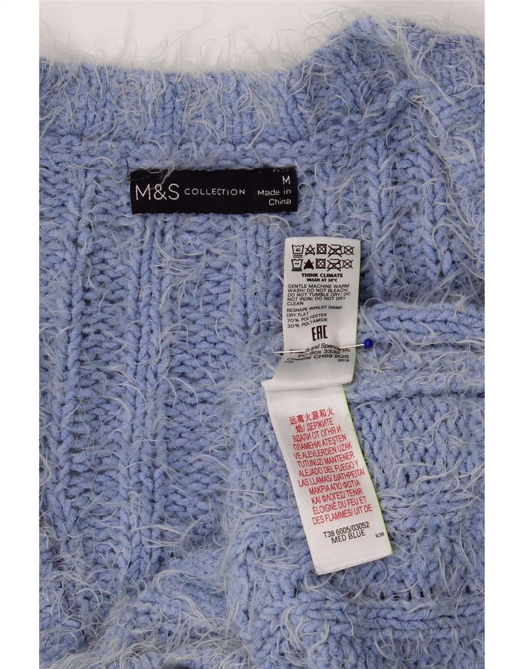 Marks & Spencer ženski kardigan pulover UK 14 srednje plavi poliester