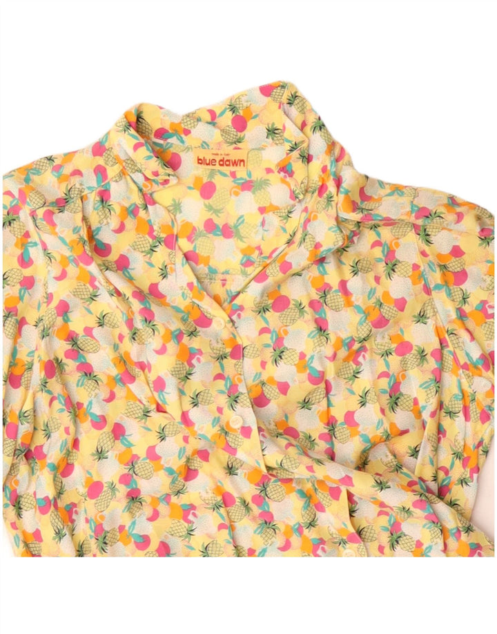 Vintage ženska košulja s apstraktnim uzorkom UK 14 velika žuta