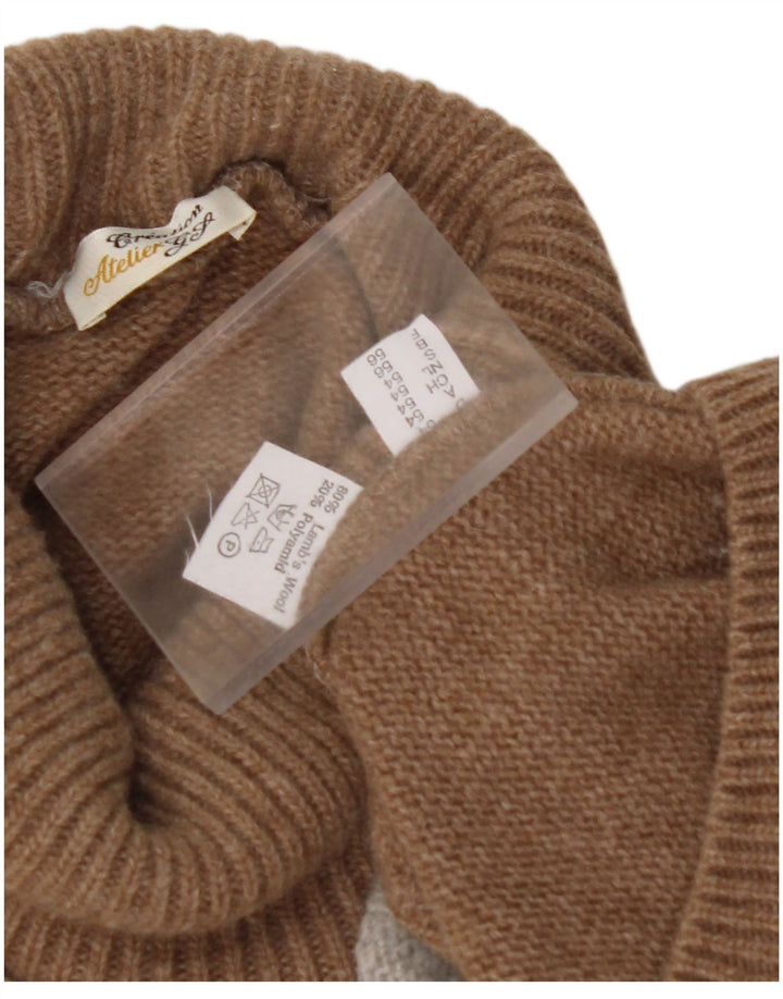 VINTAGE ženski pulover s rol izrezom EU 56 6XL smeđe boje