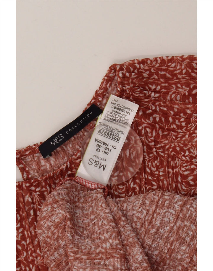 MARKS & SPENCER Ženski gornji dio bluze dugih rukava UK 12 srednje crvene cvjetne boje